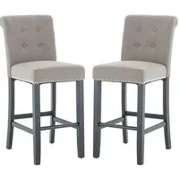 Trento Bar Chairs Button Tufted (Pair) - Natural, Linen alternate view