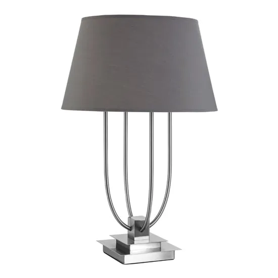 Trento Fabric Shade Table Lamp - Grey, Metal