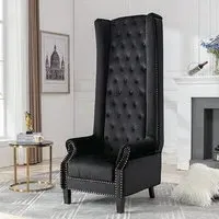 Trento Tall Porter Chair - Black, Velvet