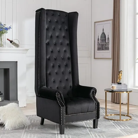 Trento Tall Porter Chair - Black, Velvet