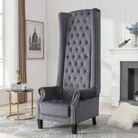 Trento Tall Porter Chair - Grey, Velvet