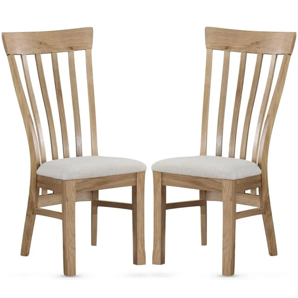 Trevino Oak Dining Chairs with Fabric Seat - Pair