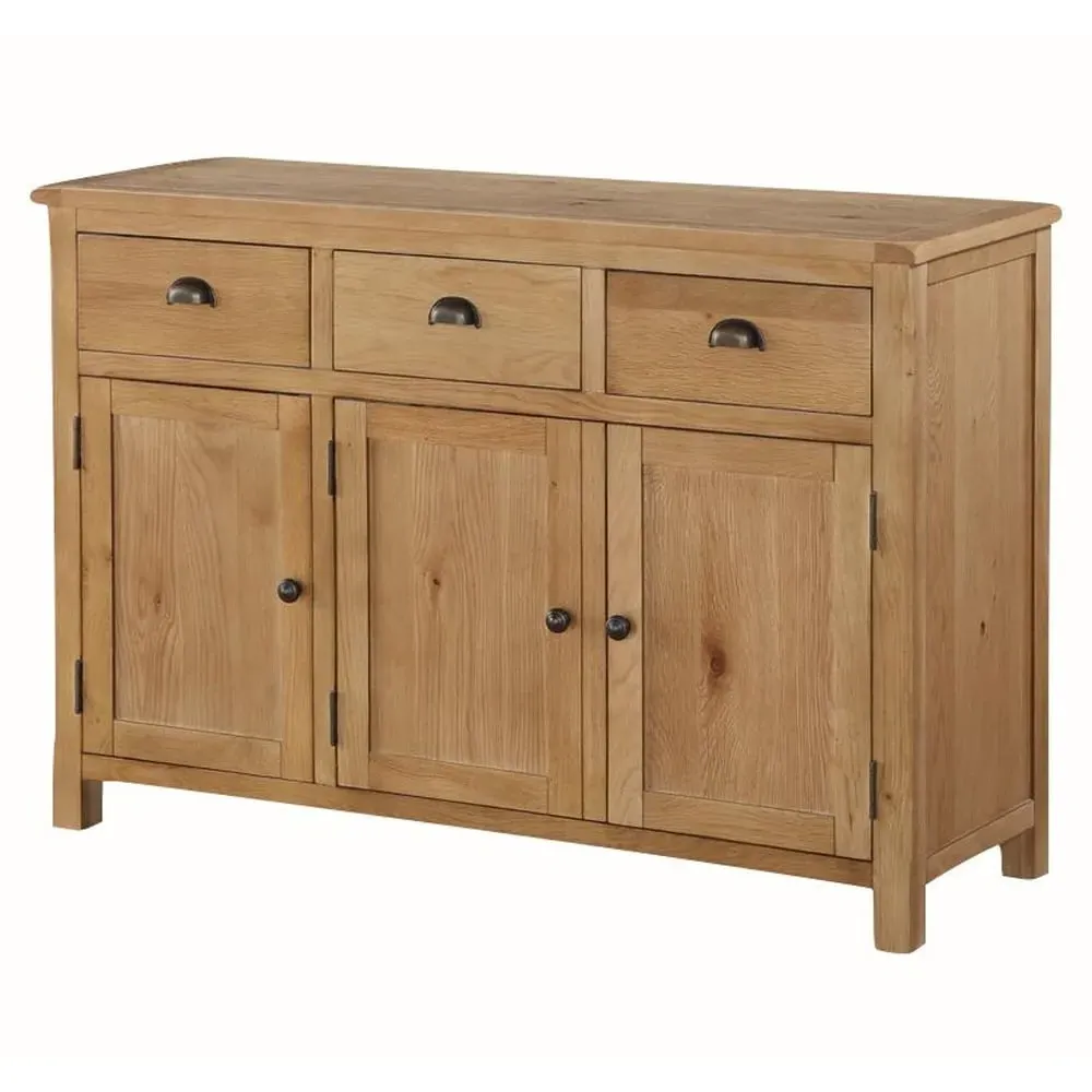 Trevino Wooden Sideboard with 3 Doors 3 Drawers - Oak