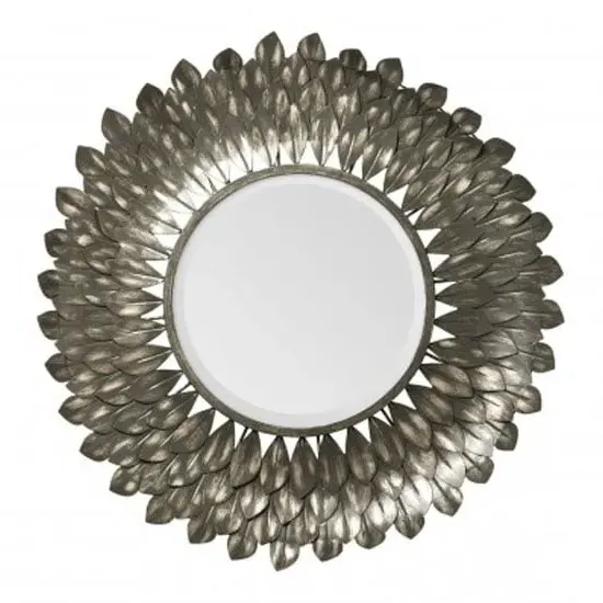 Tribes Round Wall Mirror - Antique Grey, Iron image