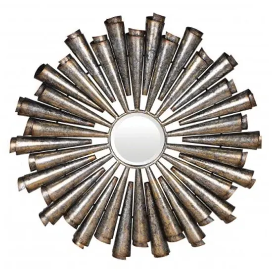 Tribes Round Wall Mirror - Antique Silver image