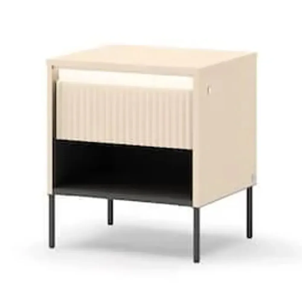 Trier Bedside Cabinet with Drawer and LED - Beige