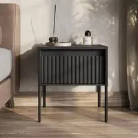 Trier Bedside Cabinet with Drawer - Matt Black