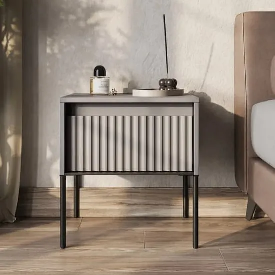 Trier Bedside Cabinet with Drawer - Matt Grey