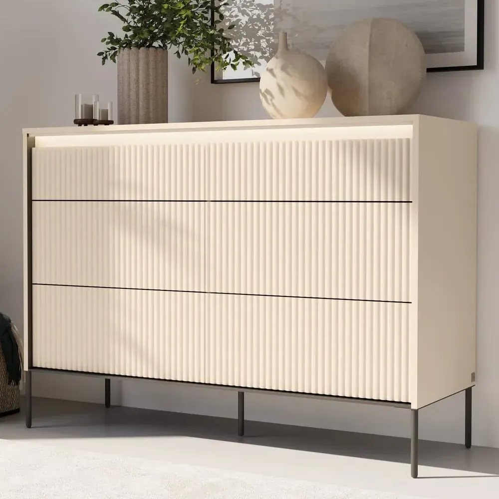 Trier Chest of 3 Drawers with LED - Beige