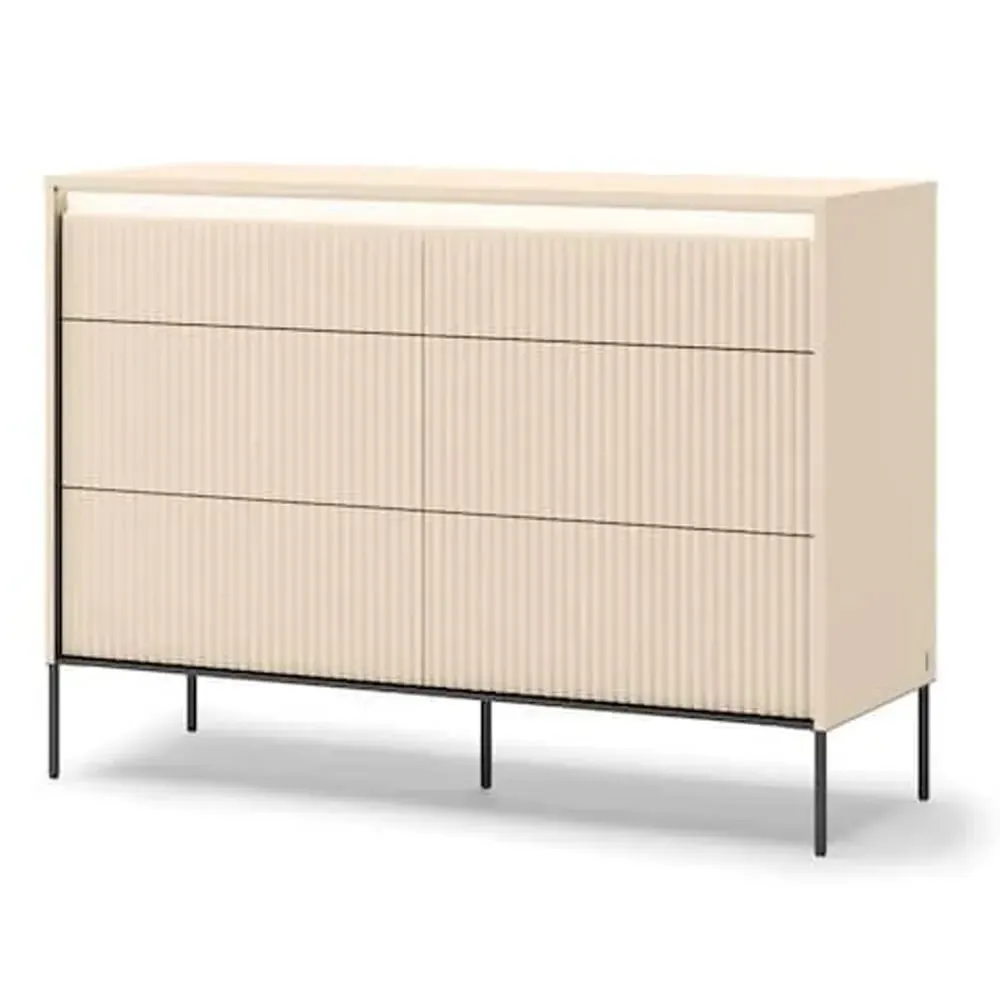 Trier Chest of 6 Drawers with LED - Beige