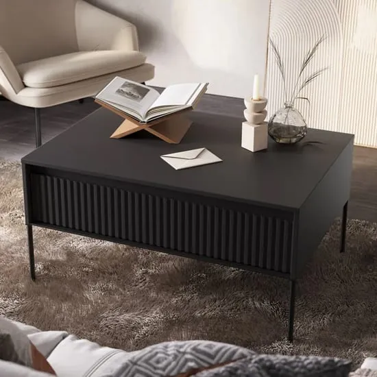 Trier Coffee Table with Drawer - Matt Black