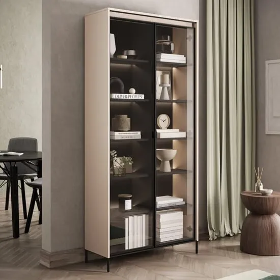 Trier Display Cabinet with LED - Beige