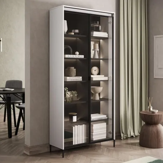 Trier Display Cabinet with LED - Matt White