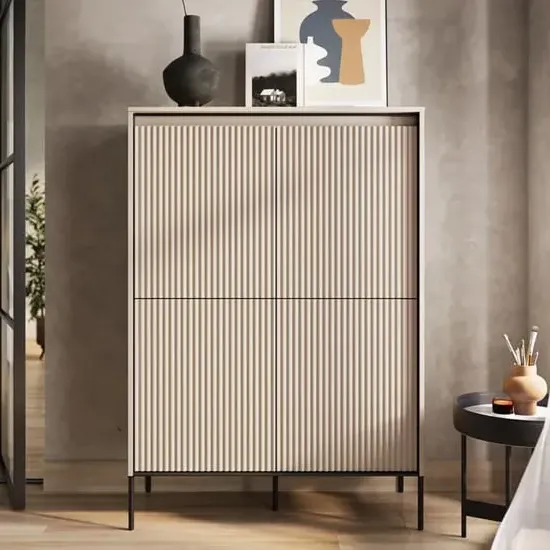 Trier Highboard with 4 Doors - Beige
