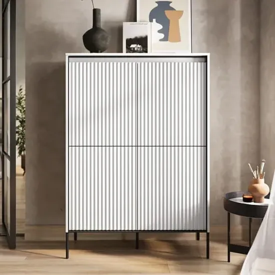 Trier Highboard with 4 Doors - Matt White