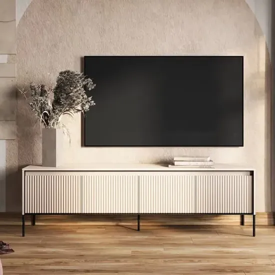 Trier Large TV Stand with 4 Doors - Beige