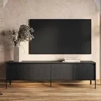 Trier Large TV Stand with 4 Doors - Matt Black