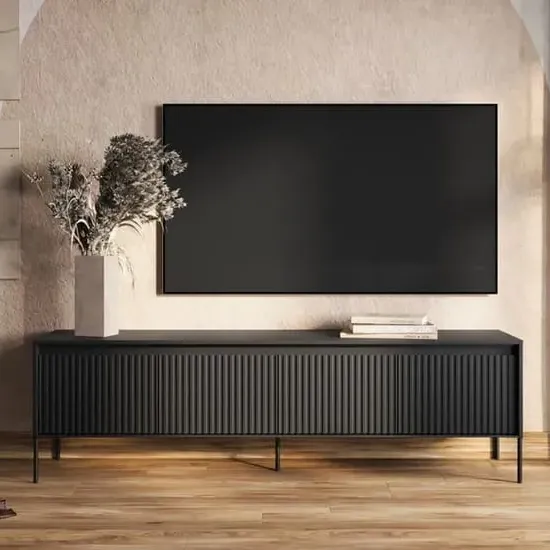 Trier Large TV Stand with 4 Doors - Matt Black