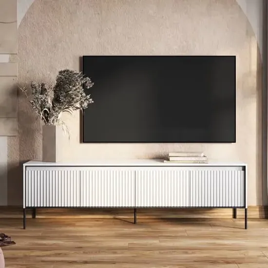 Trier Large TV Stand with 4 Doors - Matt White