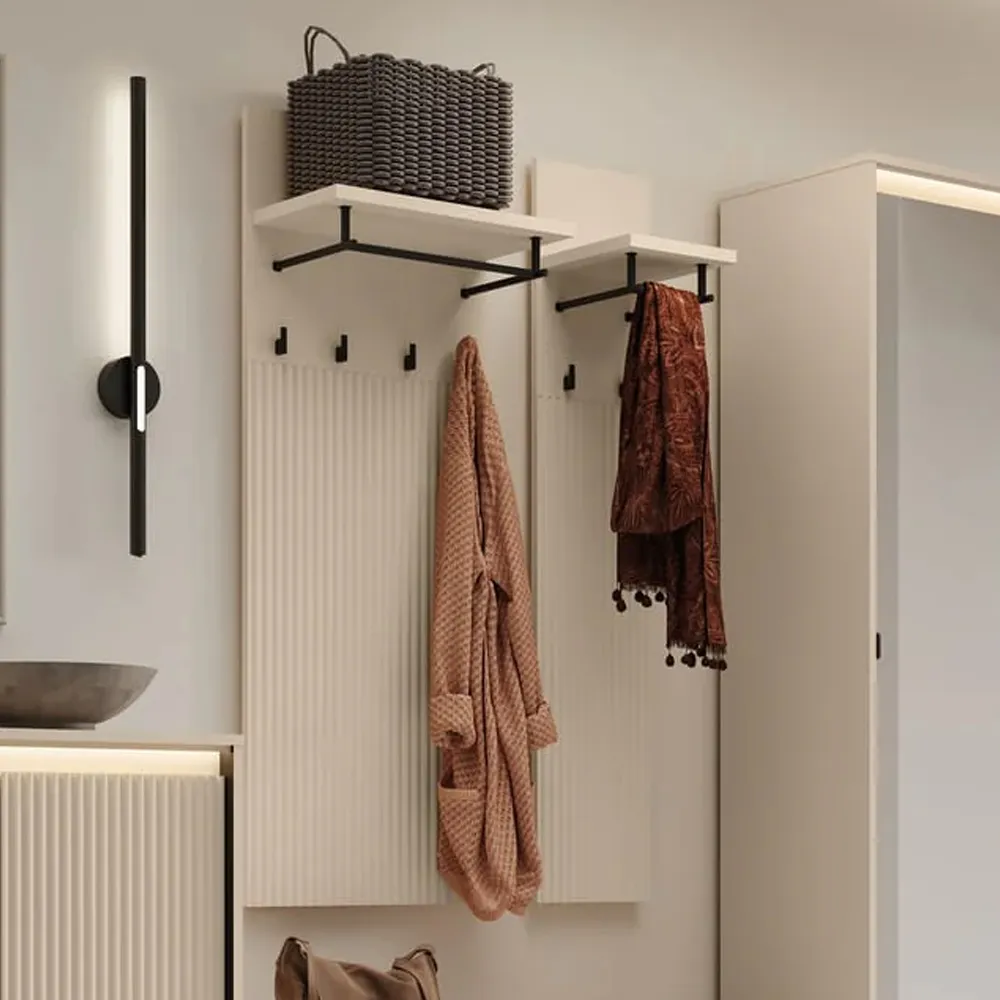 Trier Set of 2 Hallway Coat Hangers - Beige, Wood product