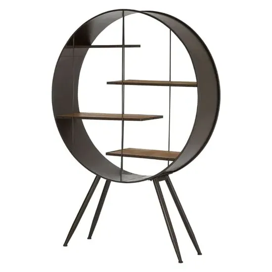 Trigona Bookcase with Metal Frame - Natural, Fir Wood