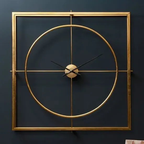 Trigona Square Metal Wall Clock - Gold