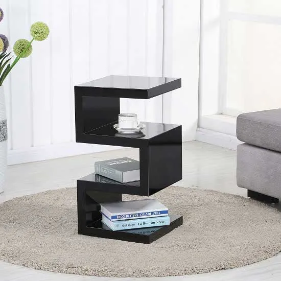 Trio 2 Tier Side Table - Black, High Gloss