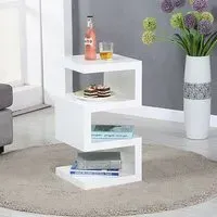 Trio 2 Tier Side Table - White, High Gloss
