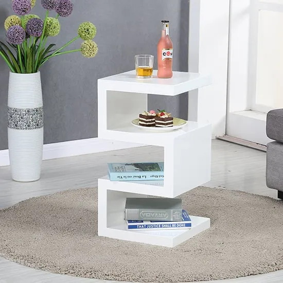 Trio 2 Tier Side Table - White, High Gloss