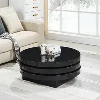 Triplo Round Rotating Coffee Table - Black