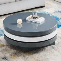 Triplo Round Rotating Coffee Table - Grey, White