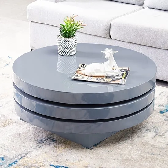 Triplo Round Rotating Coffee Table - Grey