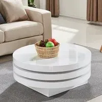Triplo Round Rotating Coffee Table - White