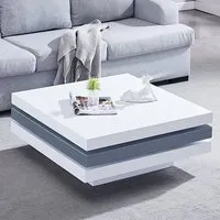 Triplo Square Rotating Coffee Table - White, Grey