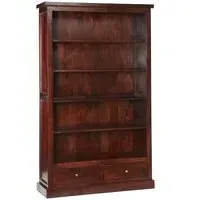 Tristo Bookcase with 2 Drawers - Dark Mango