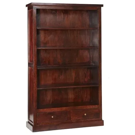 Tristo Bookcase with 2 Drawers - Dark Mango