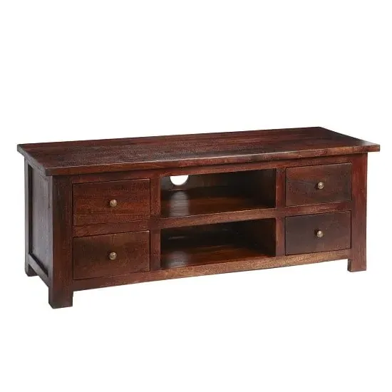 Tristo TV Stand with 4 Drawers - Dark Mango