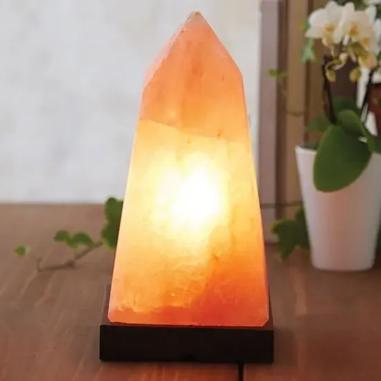 Trox Obelisk Salt Table Lamp - Orange, Wood