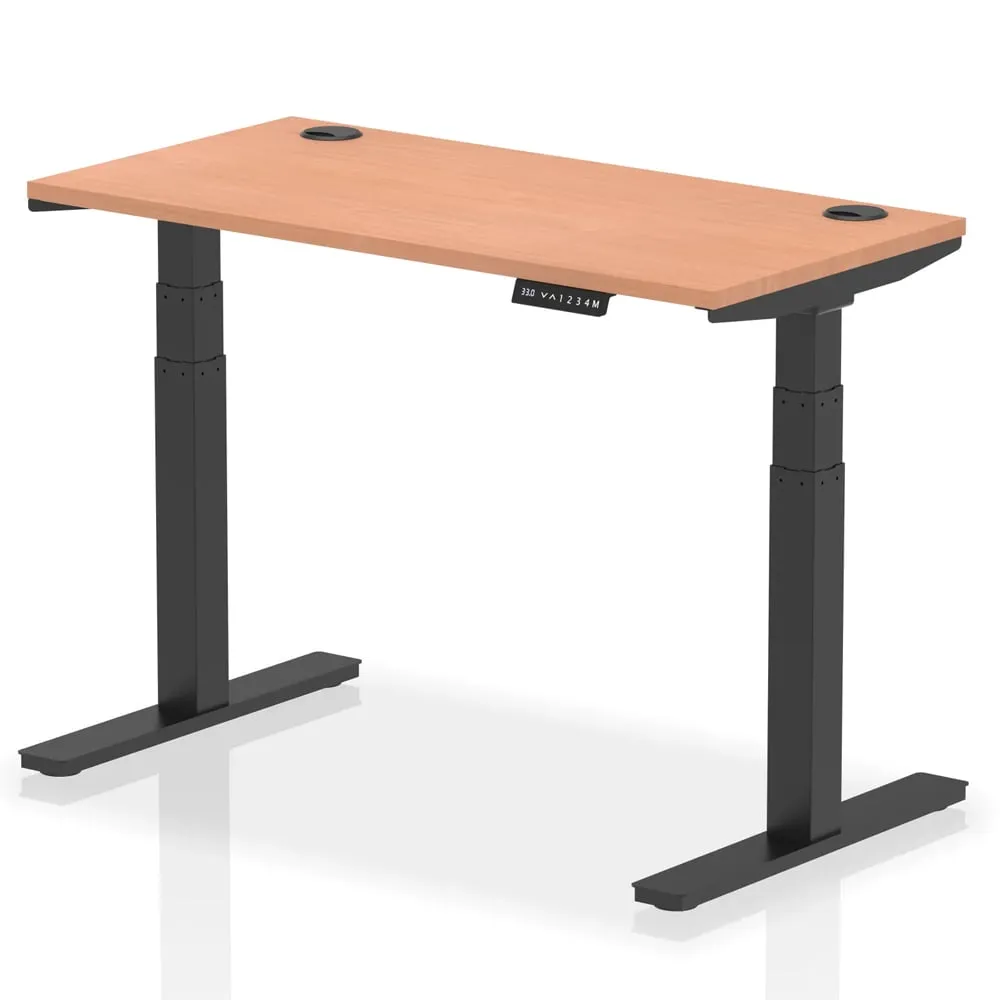 Troy 120cm Adjustable Laptop Desk with Black Legs - Beech image
