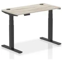 Troy 120cm Adjustable Laptop Desk with Black Legs - Grey Oak