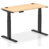 Troy 120cm Adjustable Laptop Desk with Black Legs - Maple
