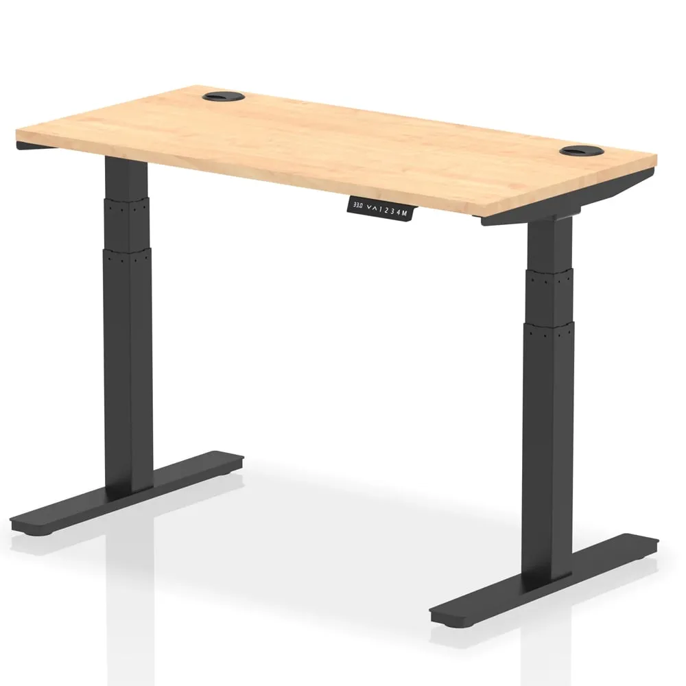 Troy 120cm Adjustable Laptop Desk with Black Legs - Maple