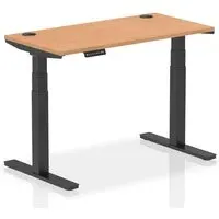 Troy 120cm Adjustable Laptop Desk with Black Legs - Oak