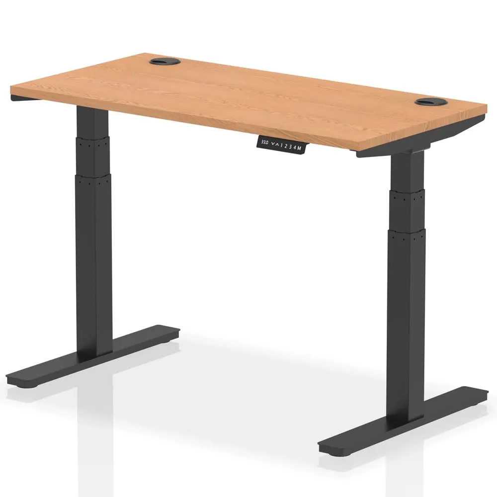 Troy 120cm Adjustable Laptop Desk with Black Legs - Oak