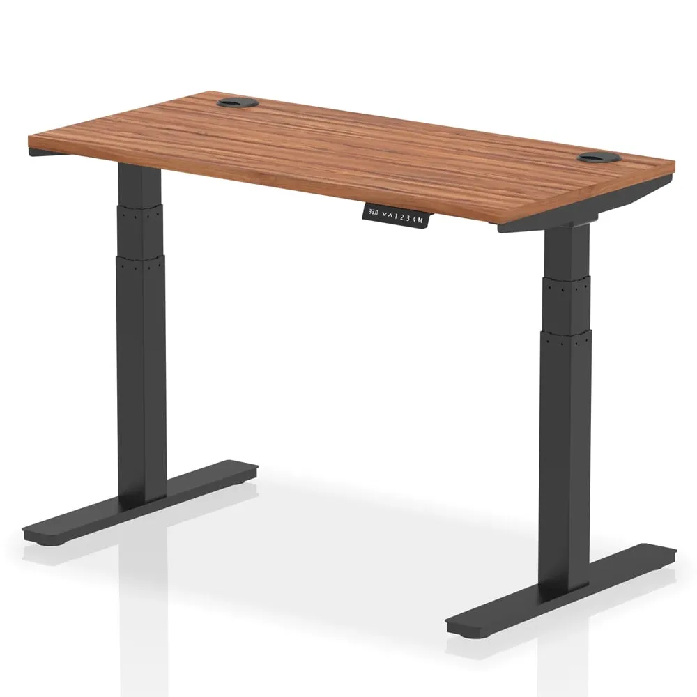 Troy 120cm Adjustable Laptop Desk with Black Legs - Walnut