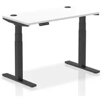Troy 120cm Adjustable Laptop Desk with Black Legs - White