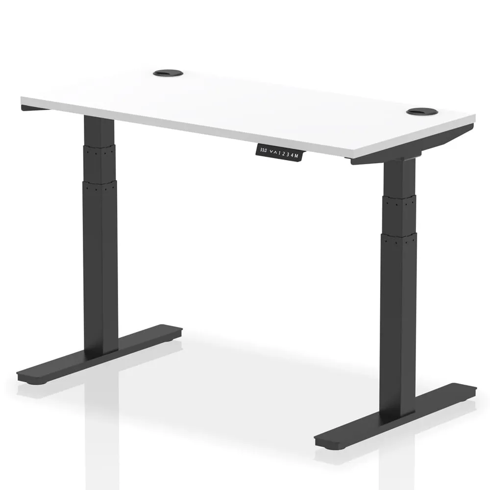 Troy 120cm Adjustable Laptop Desk with Black Legs - White