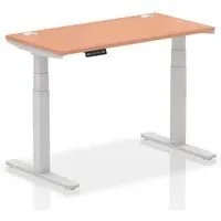 Troy 120cm Adjustable Laptop Desk with Silver Legs - Beech