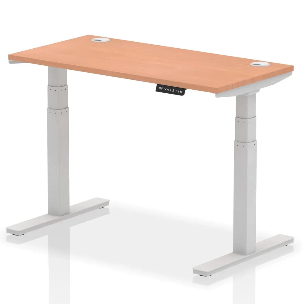 Troy 120cm Adjustable Laptop Desk with Silver Legs - Beech