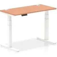 Troy 120cm Adjustable Laptop Desk with White Legs - Beech